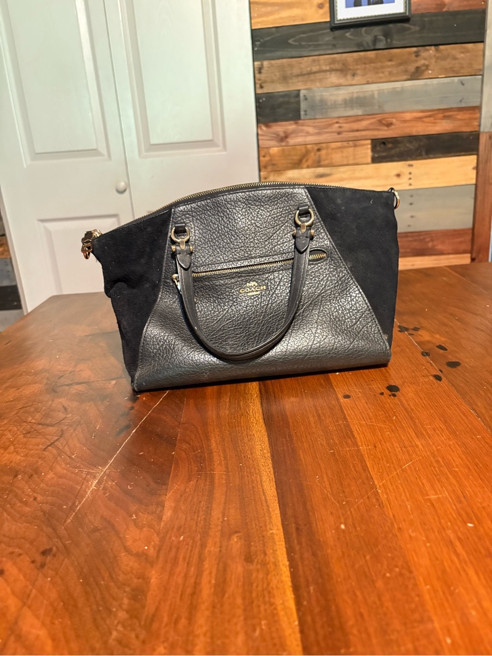 Used Coach Black Leather & Suede Purse